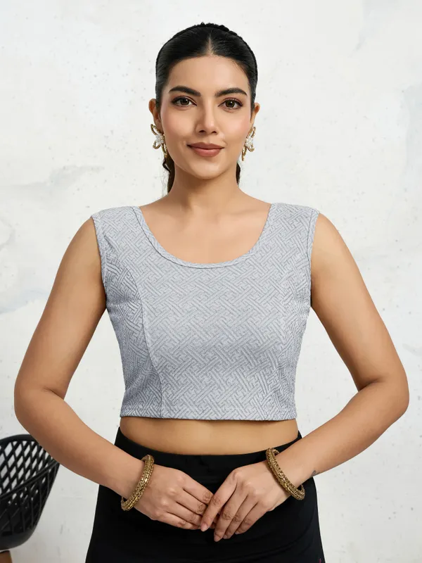 Silver_Polyester_Elastane_Zari_Stretchable_Sleeveless_Ready_to_Wear_blouse_for_women