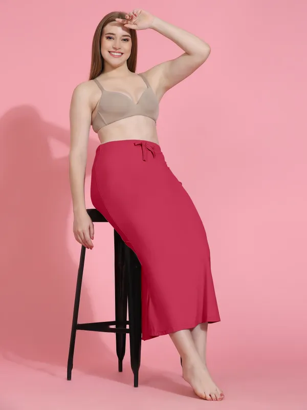 Pink_Solid_Fitted_Midi_Skirt_for_Women