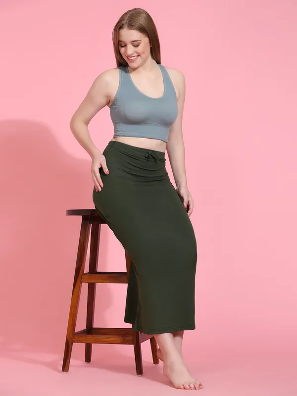 Olive_Green_Drawstring_Fishtail_Skirt_for_Women