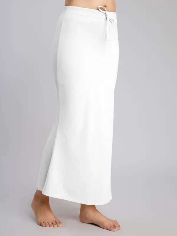 White_Cotton_Saree_Shapewear_Petticoat_�_Stretchable_Mermaid_Fit,_Drawstring_Waist