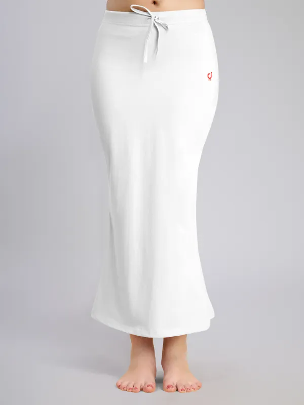 White_Cotton_Saree_Shapewear_Petticoat_�_Stretchable_Mermaid_Fit,_Drawstring_Waist