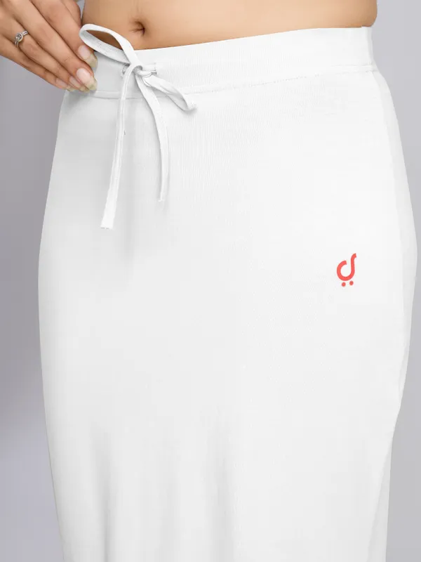 White_Cotton_Saree_Shapewear_Petticoat_�_Stretchable_Mermaid_Fit,_Drawstring_Waist