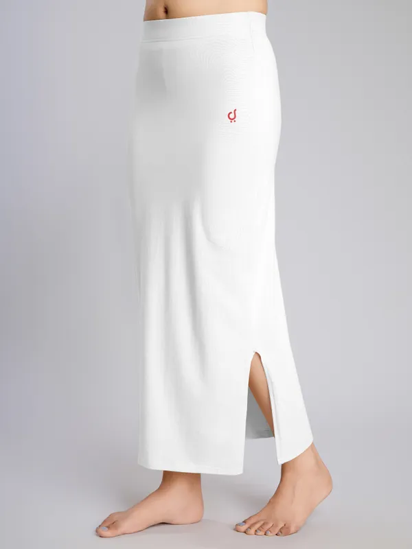 White_Cotton_Saree_Shapewear_Petticoat_�_Stretchable_Straight_Fit,_Drawstring_Waist