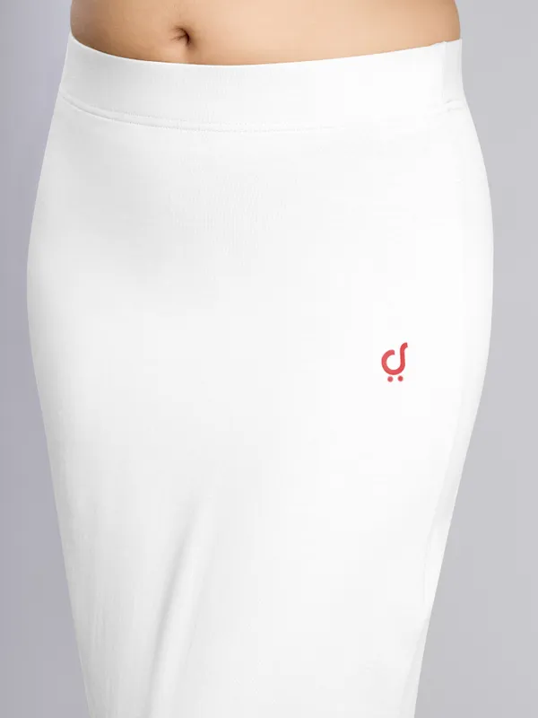 White_Cotton_Saree_Shapewear_Petticoat_�_Stretchable_Straight_Fit,_Drawstring_Waist