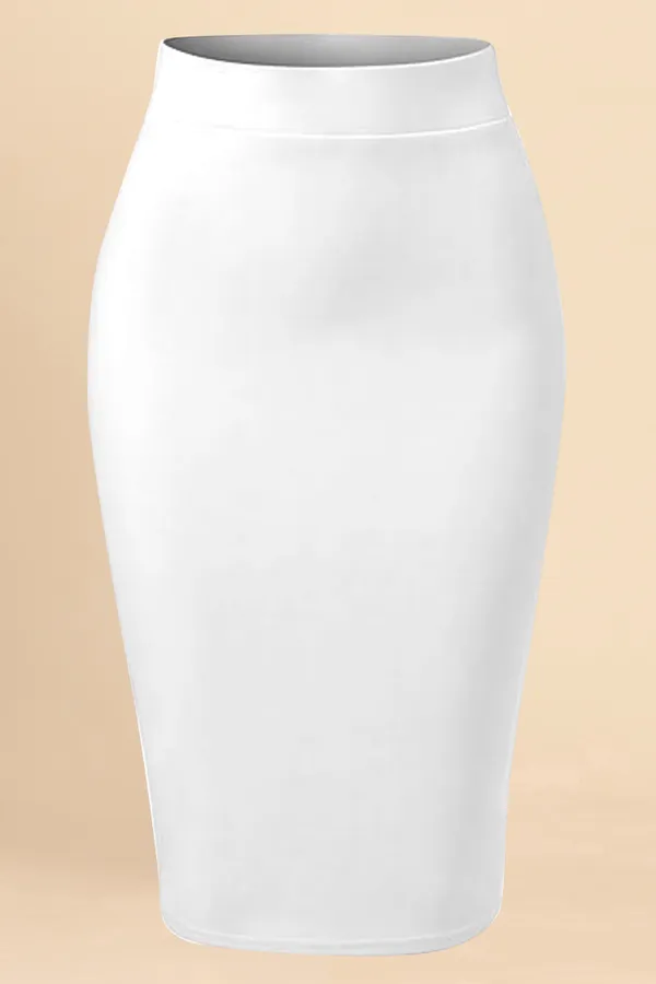 White_Lycra_Pencil_Skirt_�_High_Waist_Bodycon_Fit,_Stretchable_&_Sleek_Midi_Skirt