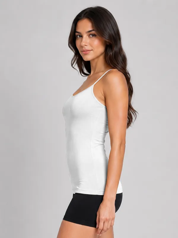 White_Sleeveless_Scoop_Neck_Regular_Length_Tank_Top_For_Women_-_Relaxed_Fit,_Soft_and_Breathable_Cotton