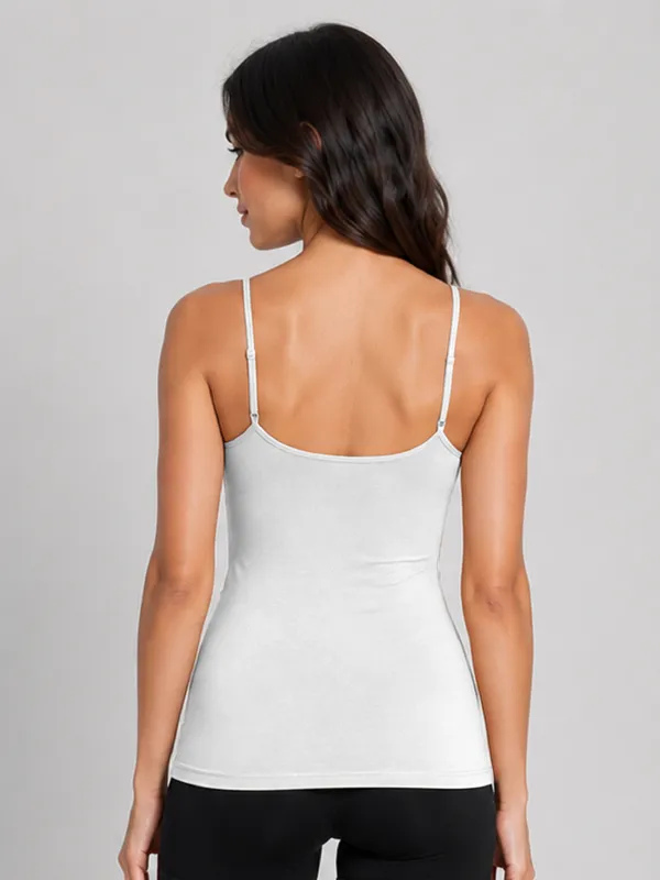 White_Sleeveless_Scoop_Neck_Regular_Length_Tank_Top_For_Women_-_Relaxed_Fit,_Soft_and_Breathable_Cotton