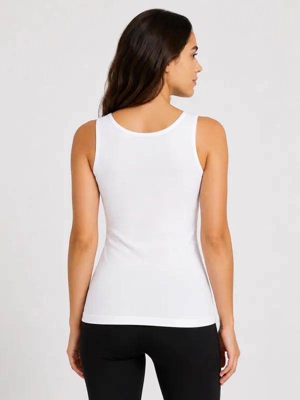 White_Sleeveless_Scoop_Neck_Regular_Length_Tank_Top_For_Women_-_Relaxed_Fit,_Soft_and_Breathable_Cotton