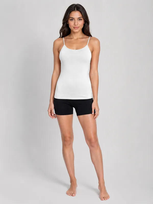 White_Sleeveless_Scoop_Neck_Regular_Length_Tank_Top_For_Women_-_Relaxed_Fit,_Soft_and_Breathable_Cotton