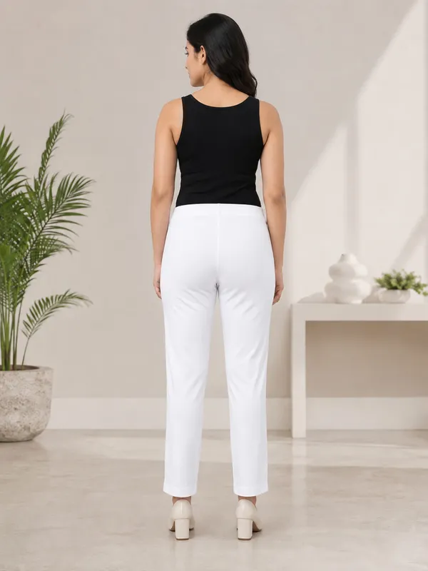 White_Super_Cotton_Stretch_Pants_Full_Length_for_Women_Breathable