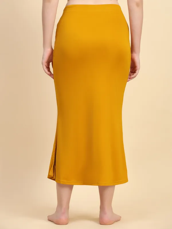 Yellow_Fitted_Drawstring_Long_Skirt_for_Women