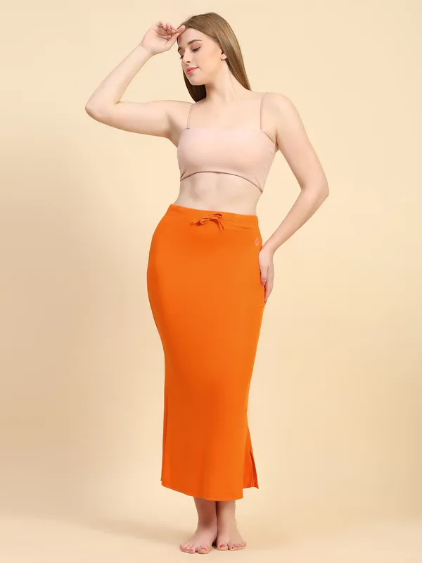 Orange_Drawstring_Mermaid_Midi_Skirt_for_Women