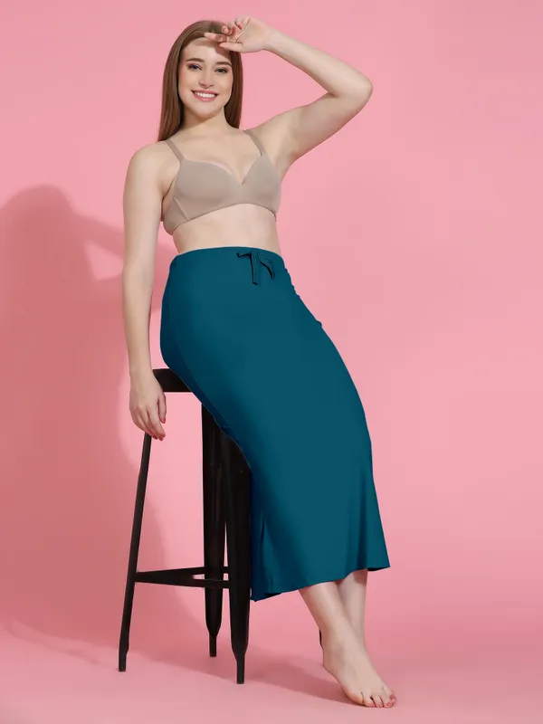 Teal_Stretch_Fit_And_Flare_Skirt_for_Women