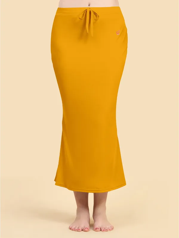 Orange_Fitted_Drawstring_Long_Skirt_For_Women