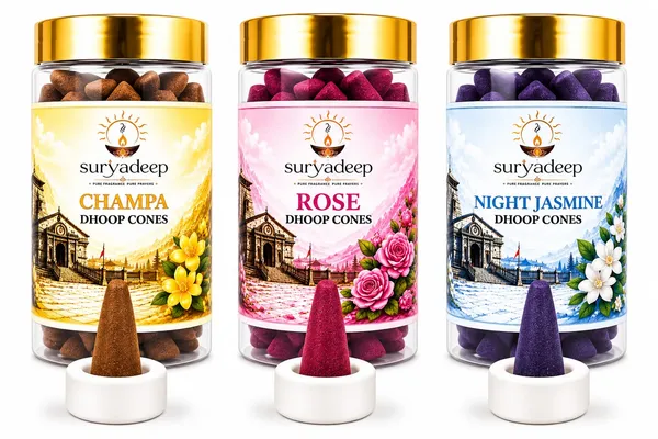 SuryaDeep_Champa_Rose_Night_Jasmine_Dhoop_Cone_(Pack_Of_3)