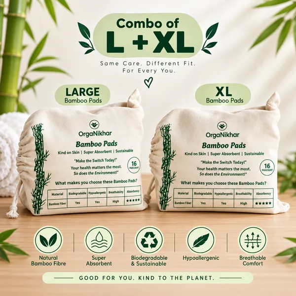 Organiikhar_Bamboo_Fiber_Menstrual_Pads_Combo_-_XL_+_L_(Pack_of_10_Each)