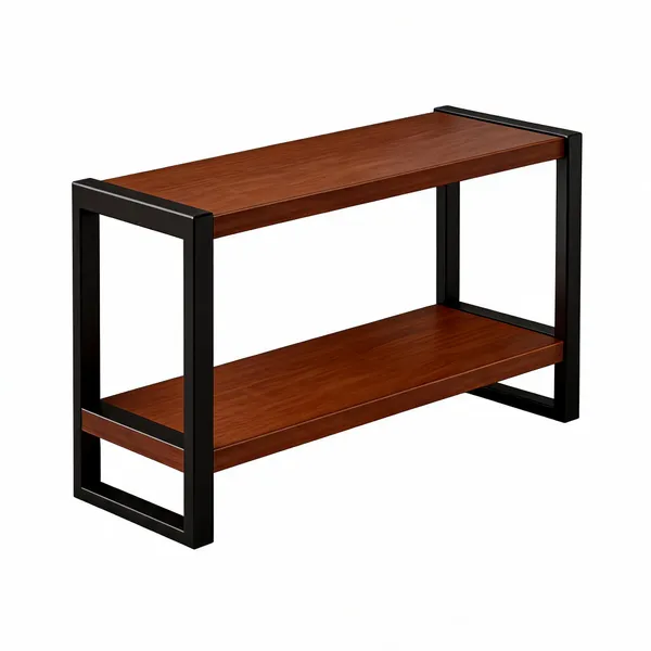 Wood_Industrial_Two_Tier_Storage_Shelf
