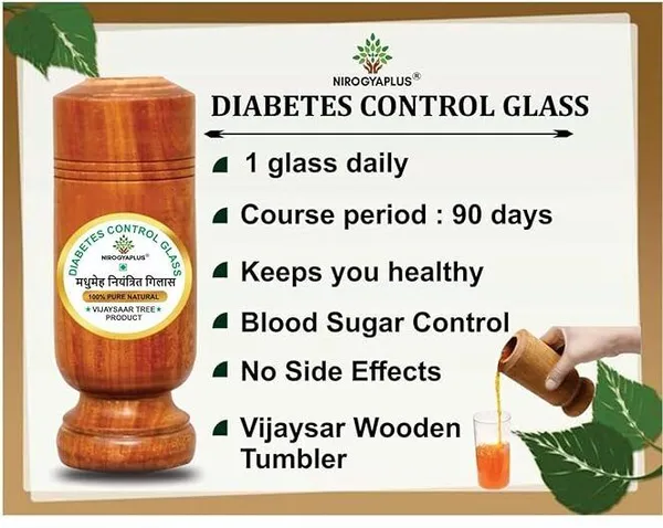 Ansh_Traders_Nirogyaplus_Diabetes_/_Sugar_Control_Glass_Glass_Set_Water/Juice_Glass_(100_ml,_Wood,_Brown)