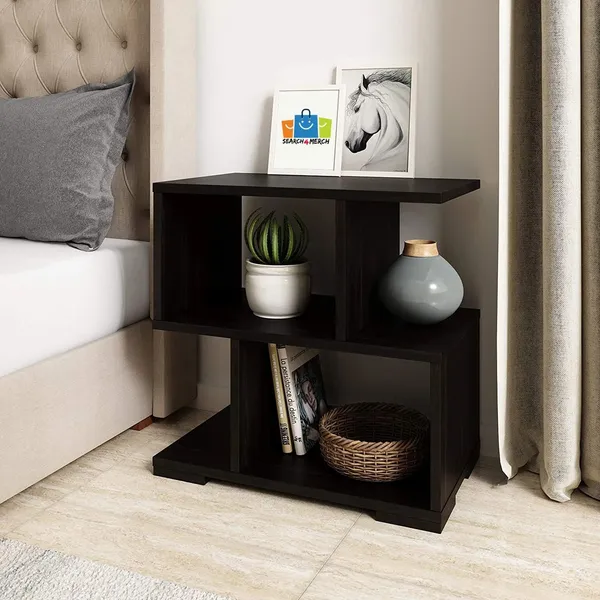 SearchForMerch_Bedside_Table_|_Stylish_Side_Table_|_Wooden_S_Shape_Table_for_Living_Room_|_(Color_-_Black)_Engineered_Wood_Side_Table_(Finish_Color_-_Classy_Black,_DIY(Do-It-Yourself))
