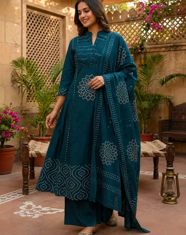 Teal_Cotton_Printed_Straight_Kurta_Set_For_Women