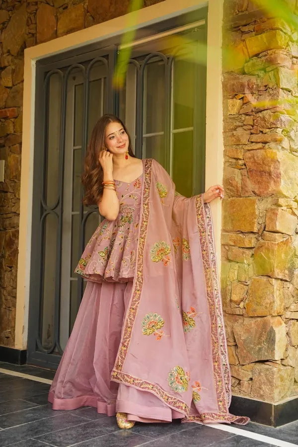 Mauve_Cotton_Embroidered_Peplum_Kurta_Sharara_Set_For_Women