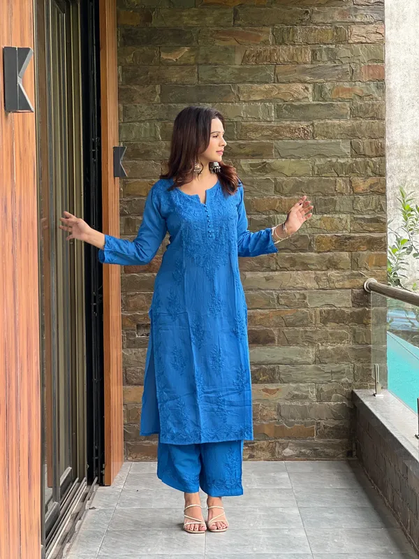 Blue_Cotton_Embroidered_Straight_Kurta_Palazzo_Set_For_Women