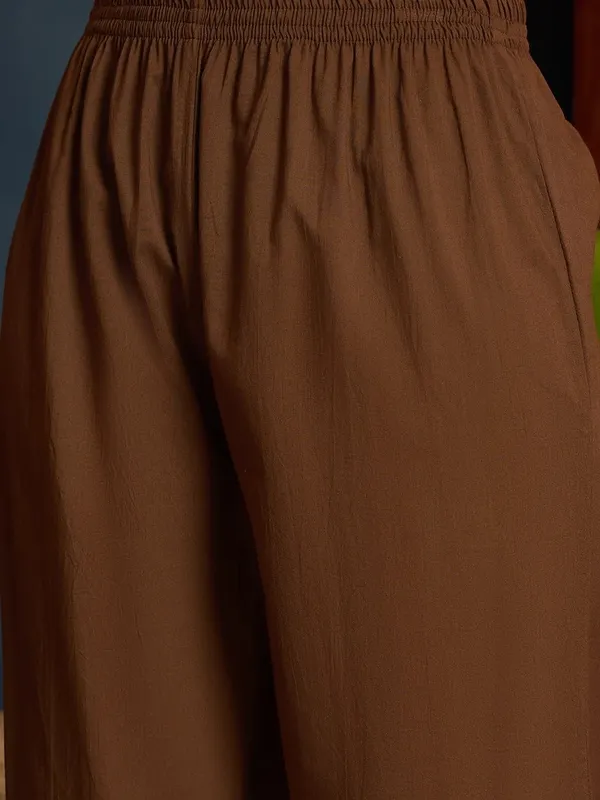 Brown_Cotton_Printed_Kurta_Pant_Dupatta_Set_For_Women