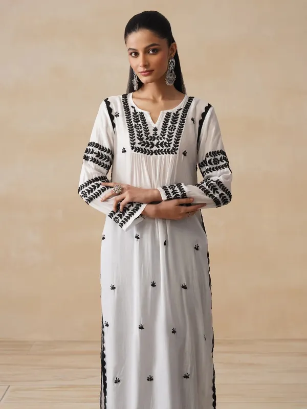 White_Cotton_Straight_Printed_Kurta_For_Women