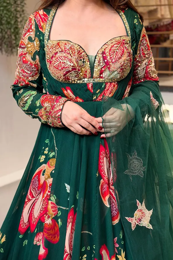 Green_Cotton_Floral_Flared_Anarkali_Suit_Set_For_Women