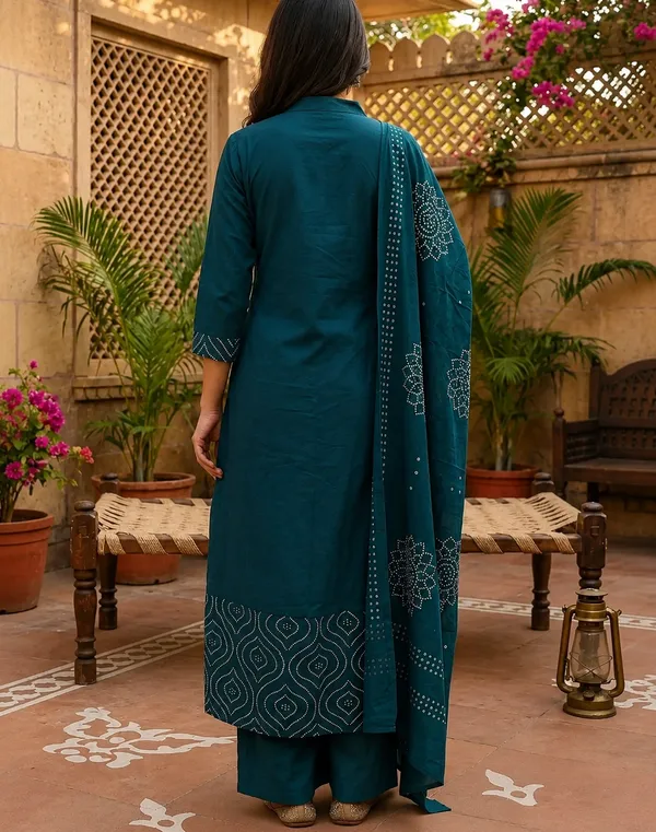 Teal_Cotton_Printed_Straight_Kurta_Set_For_Women