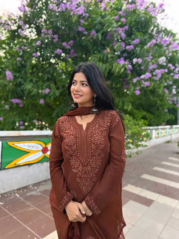 Brown_Cotton_Embroidered_Straight_Kurta_Set_For_Women