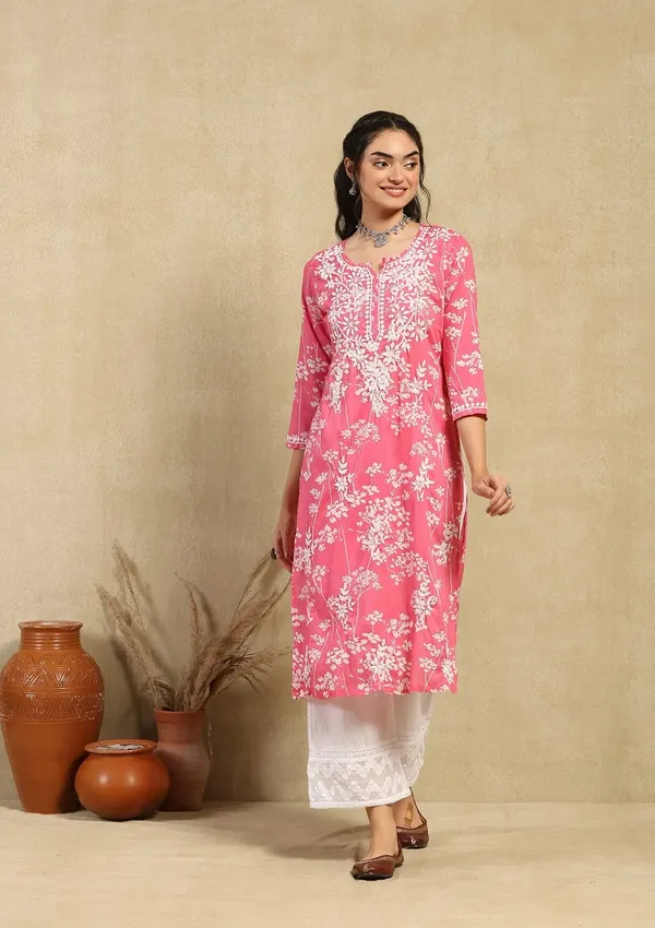 Light_Pink_Cotton_Straight_Floral_Print_Kurta_For_Women