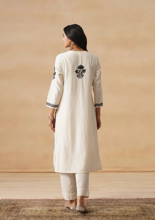 White_Cotton_Straight_Floral_Print_Kurta_Set_For_Women