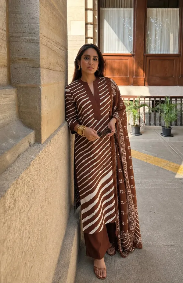 Brown_Cotton_Straight_Printed_Kurta_Set_For_Women