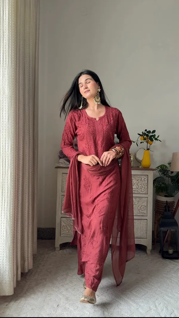 Maroon_Cotton_Embroidered_Straight_Kurta_Set_For_Women