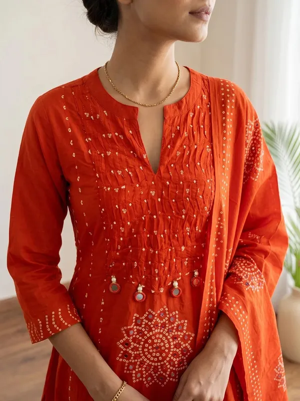 Red_Cotton_Printed_Straight_Kurta_Set_For_Women