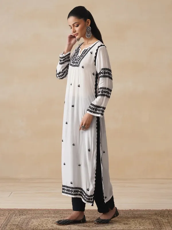 White_Cotton_Straight_Printed_Kurta_For_Women