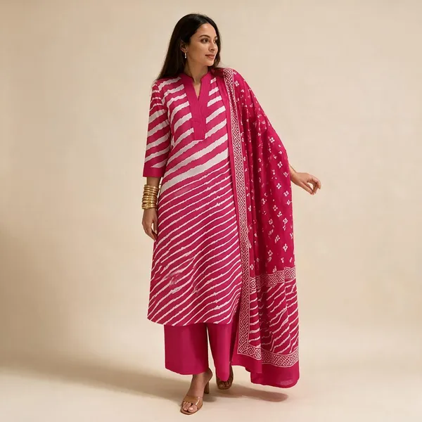 Pink_Cotton_Stripe_Print_Straight_Kurta_Set_With_Dupatta_For_Women