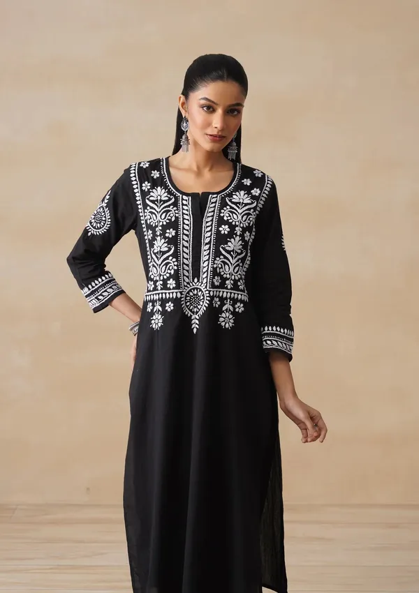 Black_Cotton_Straight_Embroidered_Kurta_For_Women