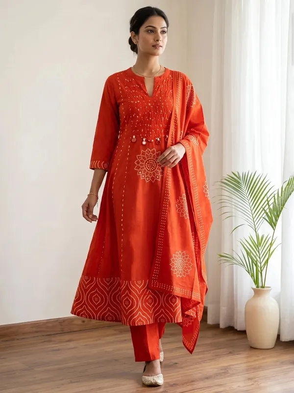 Red_Cotton_Printed_Straight_Kurta_Set_For_Women