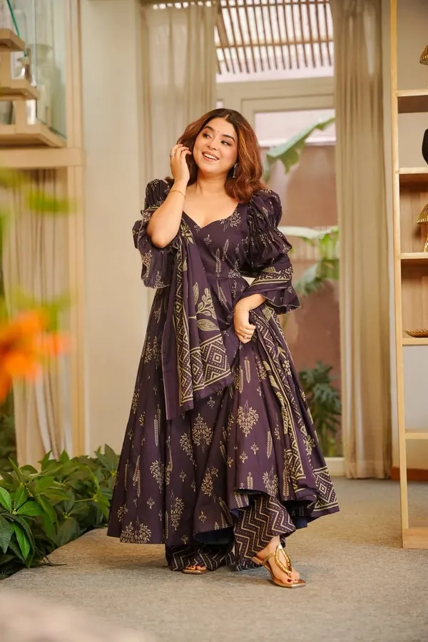 Purple_Cotton_Flared_Anarkali_Suit_Set_For_Women