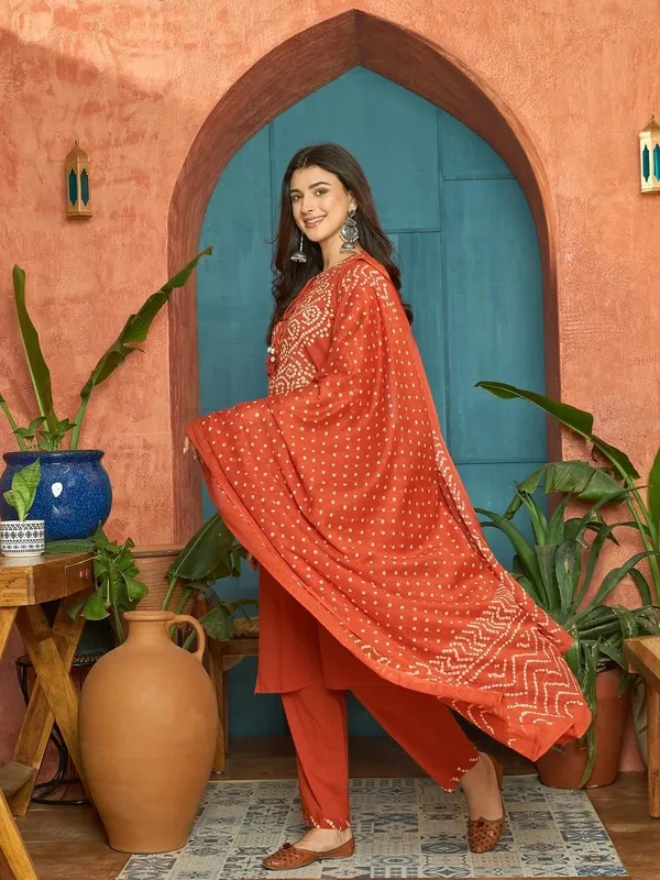 Rust_Cotton_Straight_Kurta_Set_For_Women