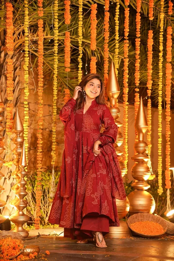 Red_Cotton_Flared_Printed_Anarkali_Kurta_Set_For_Women