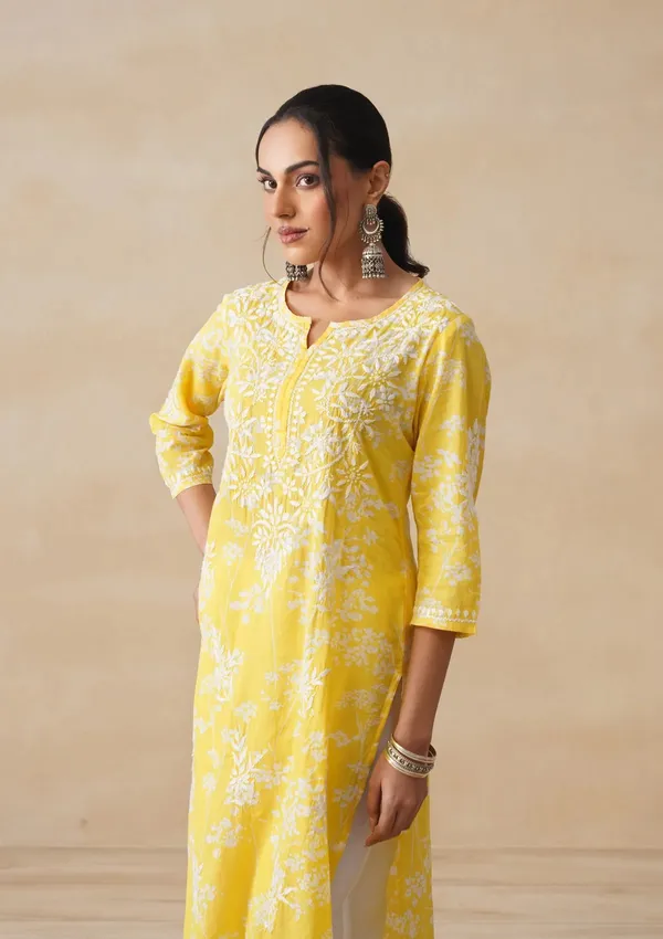Yellow_Cotton_Straight_Floral_Print_Kurta_Set_For_Women