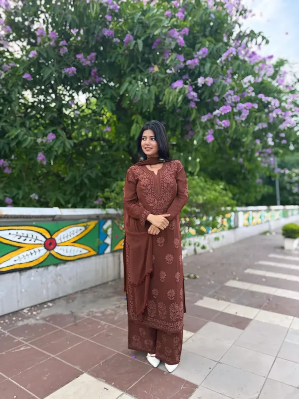 Brown_Cotton_Embroidered_Straight_Kurta_Set_For_Women