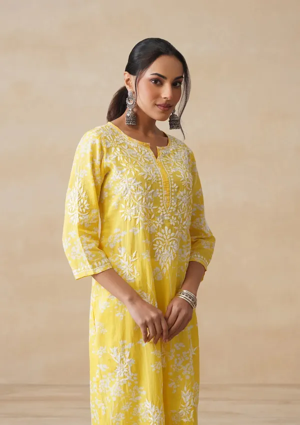 Yellow_Cotton_Straight_Floral_Print_Kurta_Set_For_Women