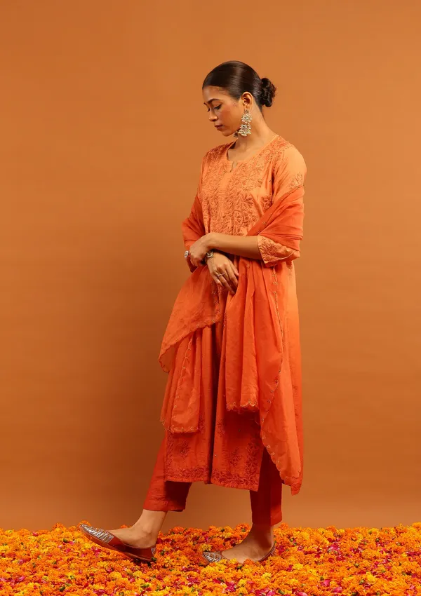 Orange_Cotton_Straight_Embroidered_Kurta_Set_For_Women