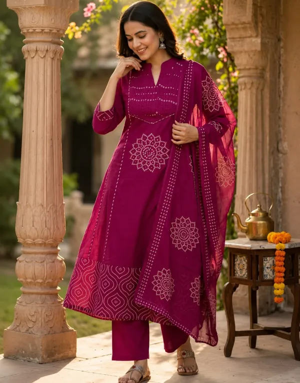 Magenta_Cotton_Printed_Straight_Kurta_Set_For_Women