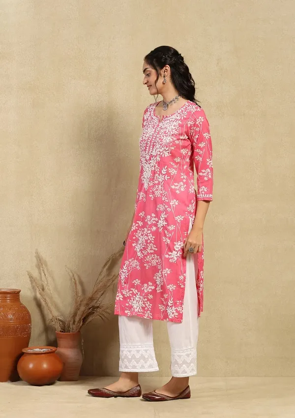 Light_Pink_Cotton_Straight_Floral_Print_Kurta_For_Women