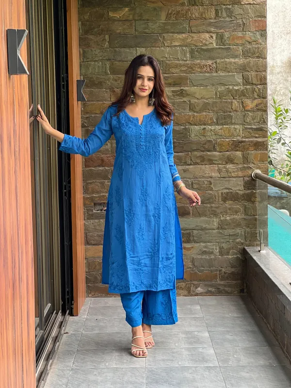 Blue_Cotton_Embroidered_Straight_Kurta_Palazzo_Set_For_Women